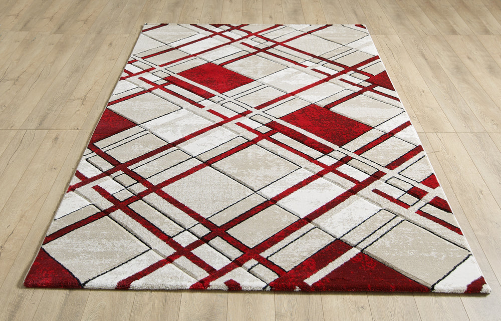 Accra Cream and Red Rug