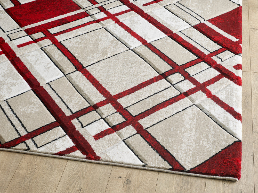 Accra Cream and Red Rug