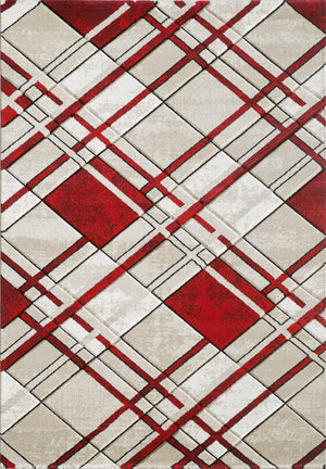 Accra Cream and Red Rug