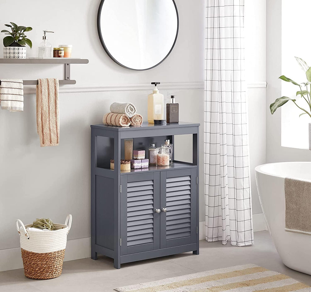 Wooden Bathroom Storage Cabinet: Grey – Owl & Trowel Ltd.