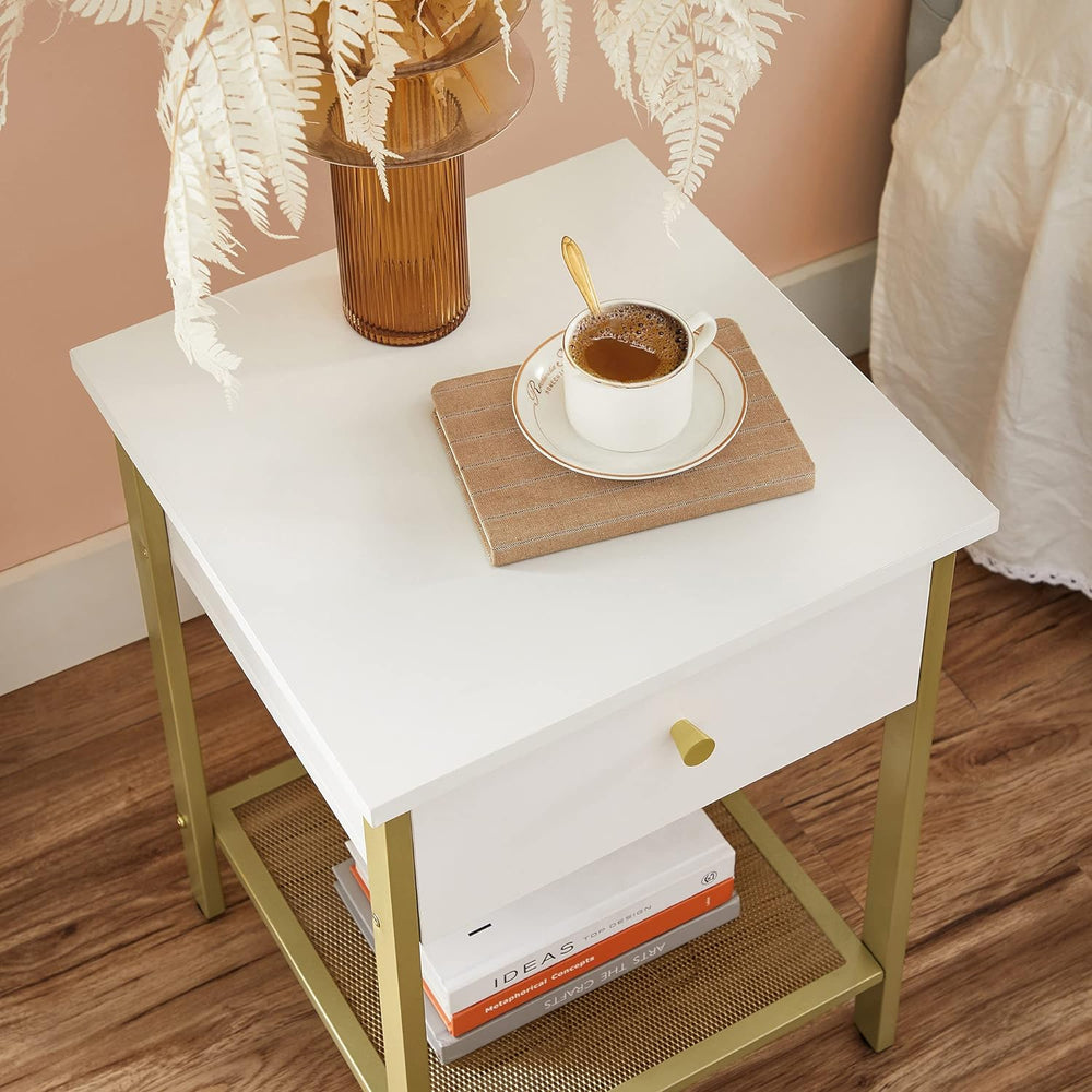 Side table gold discount and white