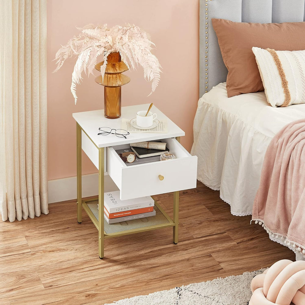 Modern white and gold nightstand deals