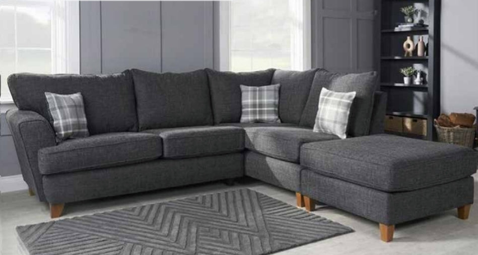 Ava Fabric Corner Sofa | Charcoal