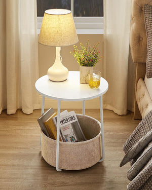 Round Side Table w/ Basket