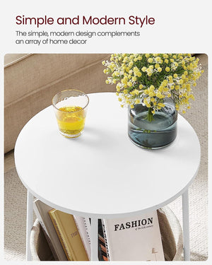 
            
                Load image into Gallery viewer, Round Side Table w/ Basket
            
        